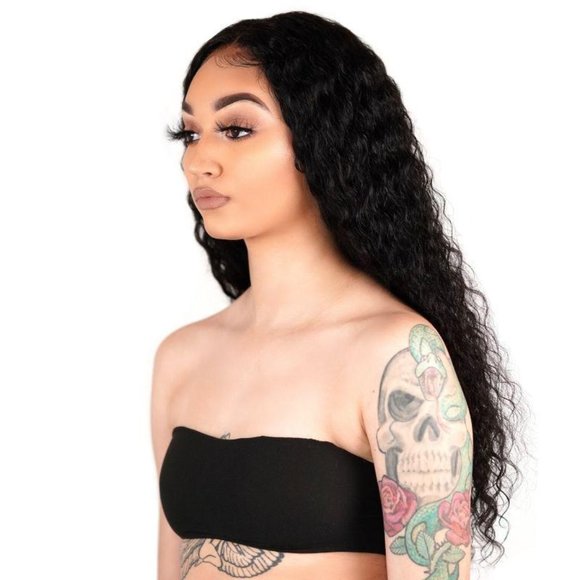 18" Brazilian Deep Wave Lace Front Wig 1b